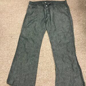 Jil Sander black linen jeans pants Italy 32 men button fly chambray